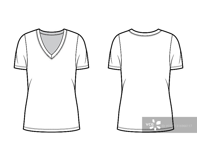 深V领运动T恤技术时尚图片素材
