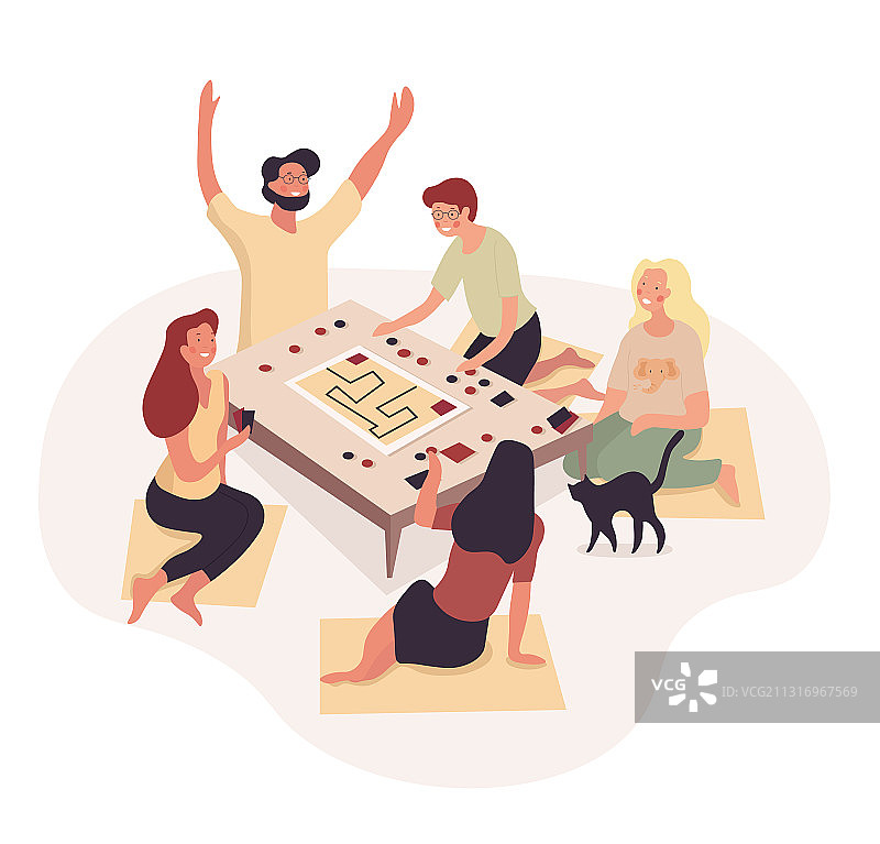 一群年轻的朋友玩棋盘游戏图片素材