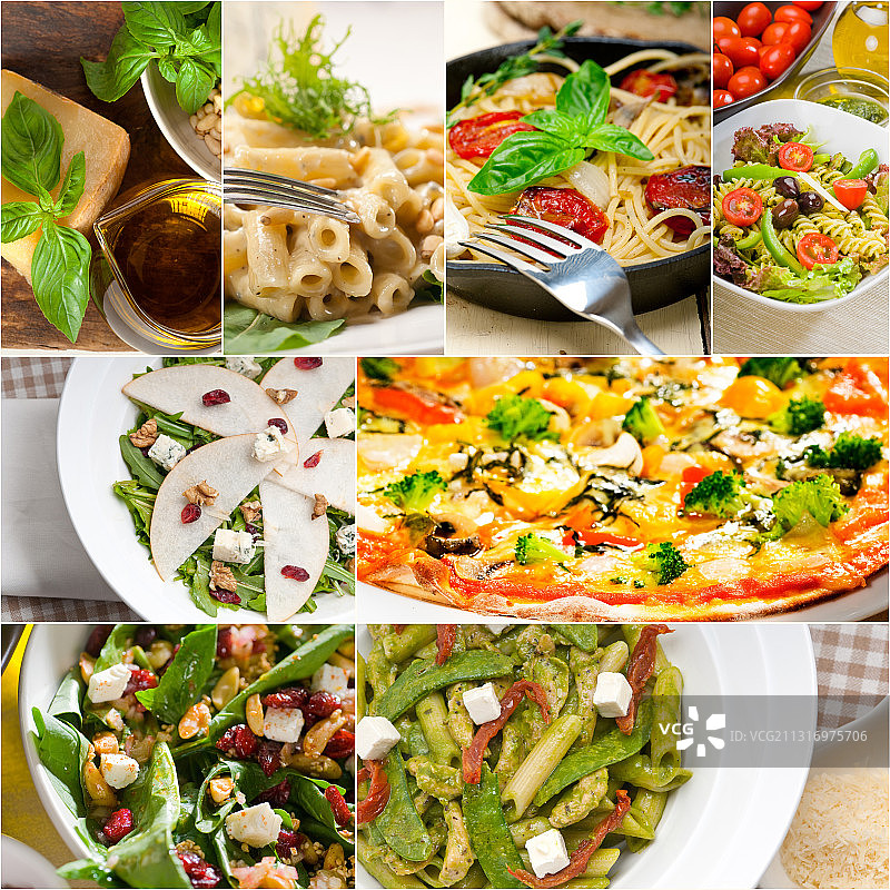 高角度的食物服务在桌子上图片素材