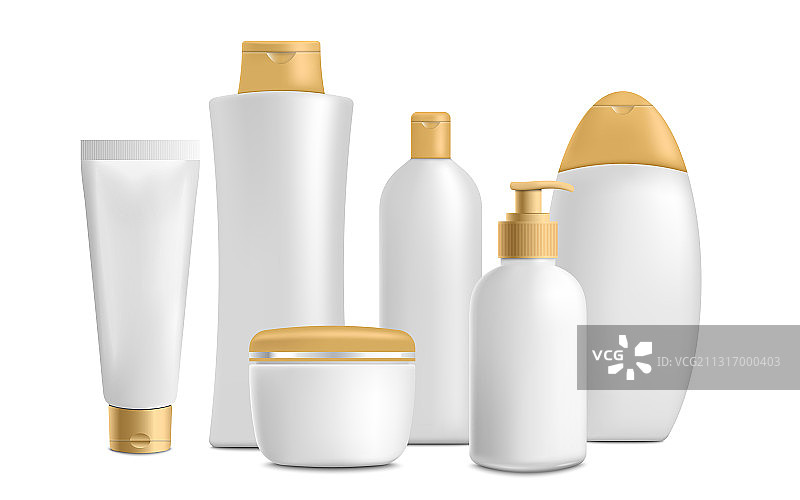 化妆品浴室洗漱用品逼真模型图片素材