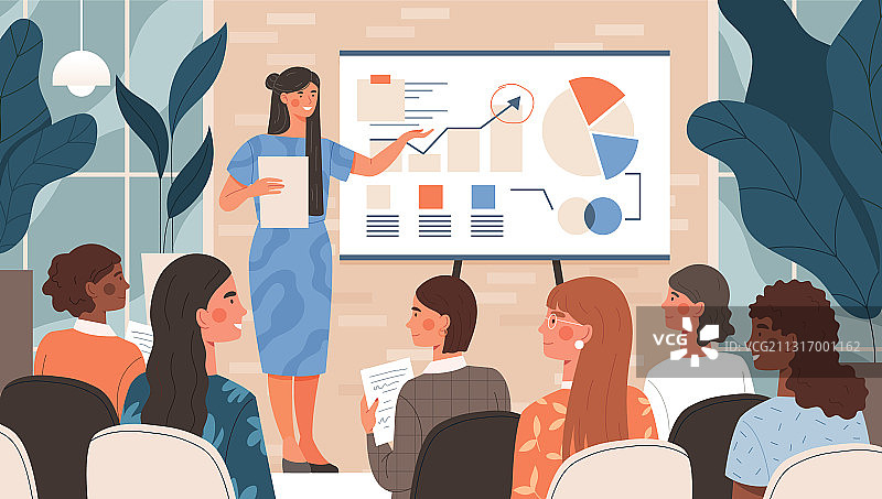 女商人向女性做演讲图片素材