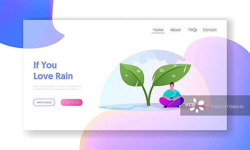 潮湿天气主题的着陆页模板图片素材