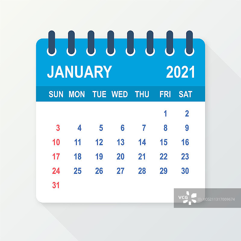 2021年1月日历扁平风台历图片素材