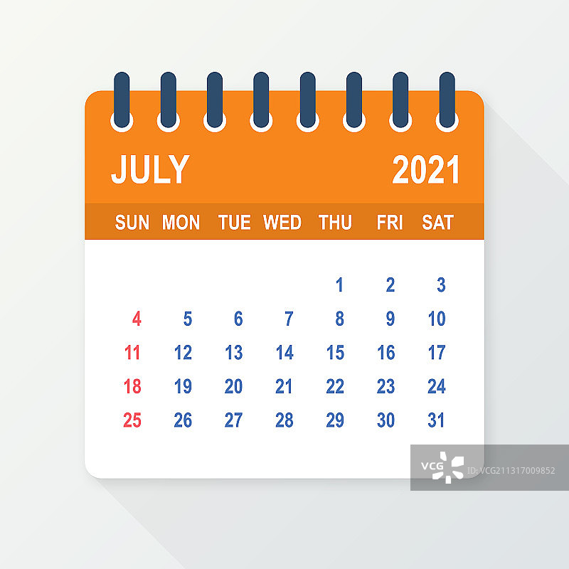 2021年7月日历扁平风图片素材