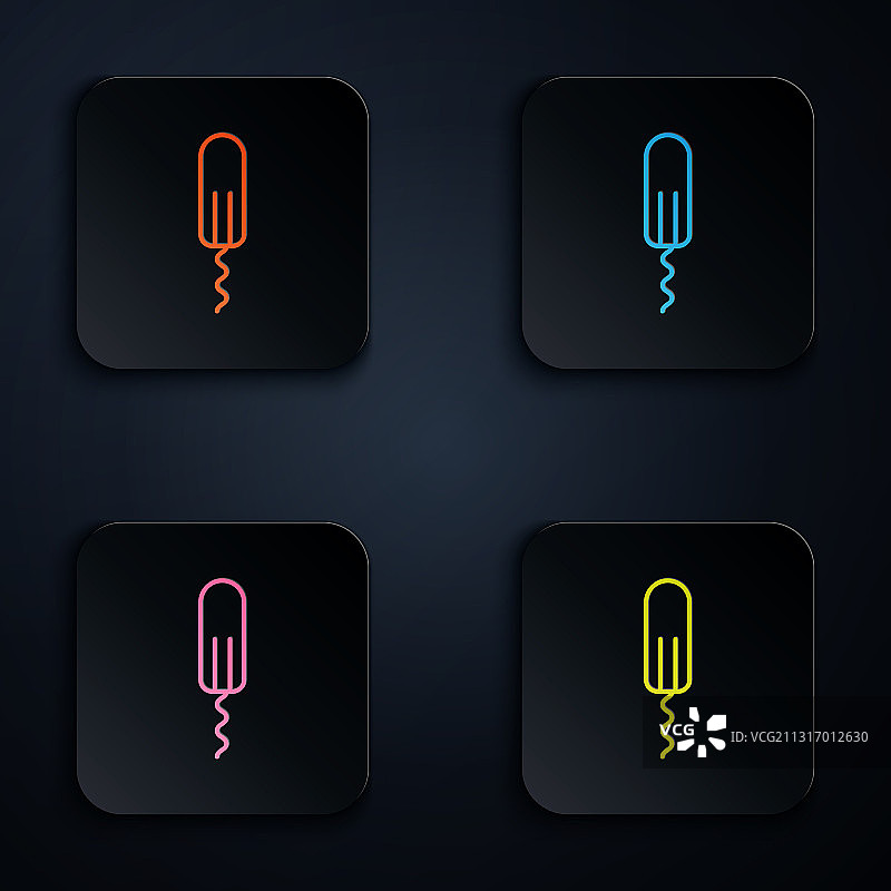 彩色霓虹灯线条：月经和卫生棉条图片素材