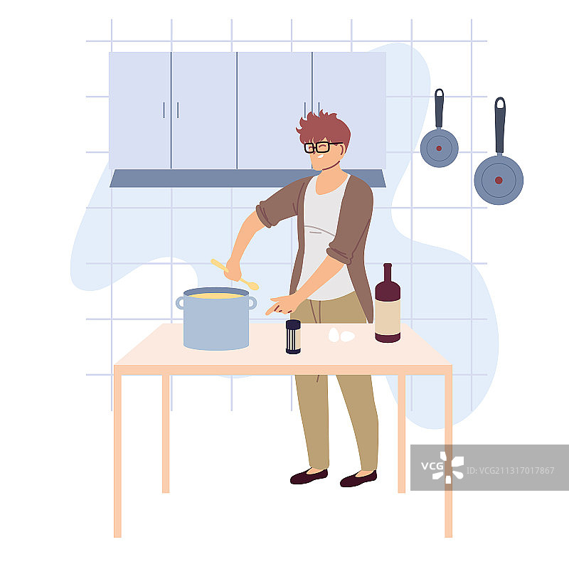 男人在厨房准备食物图片素材