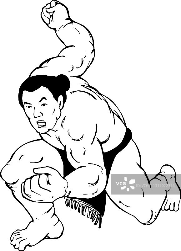 专业相扑摔跤手或力士在战斗图片素材