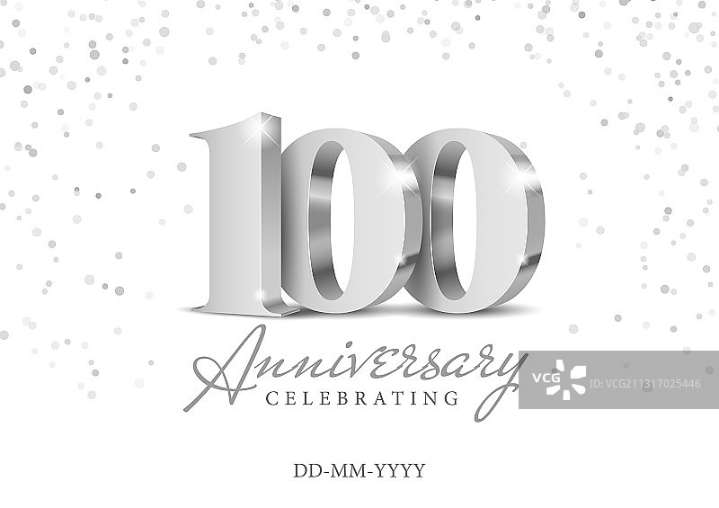 100周年银色3D数字图片素材