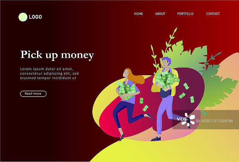 快乐人群金融主题着陆页模板图片素材