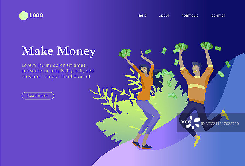 快乐人群金融主题着陆页模板图片素材