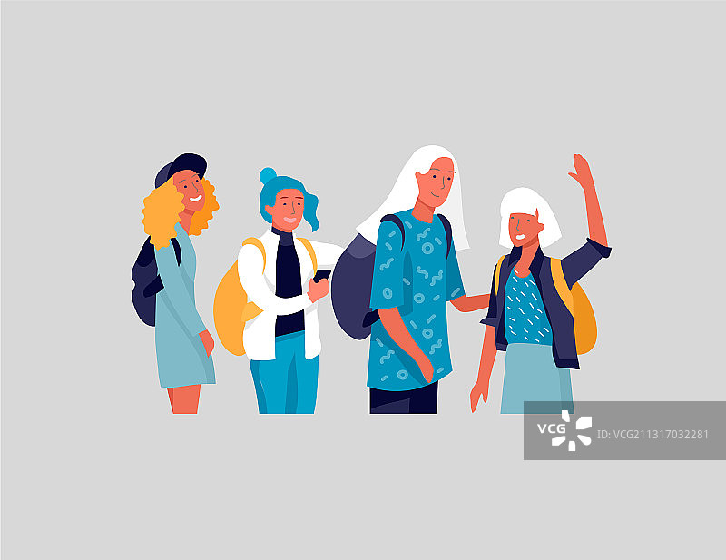 快乐的青少年和学生朋友们图片素材