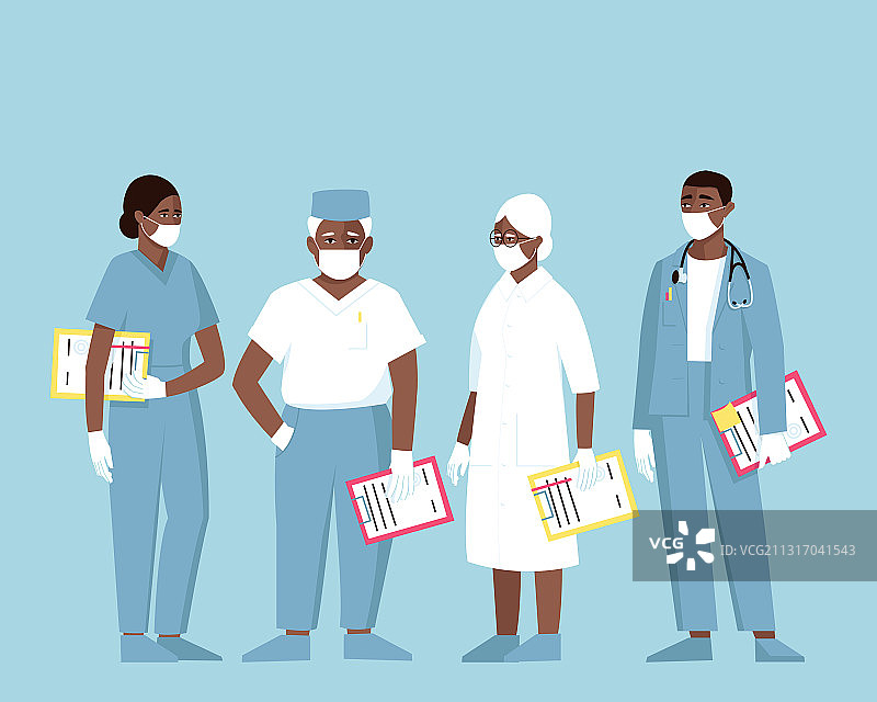 戴着医用口罩的非洲裔美国医生图片素材