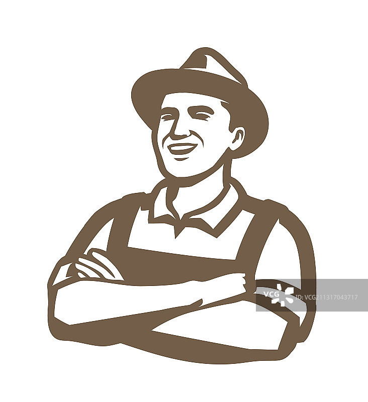 戴帽子的农民，农业养殖场标志图片素材