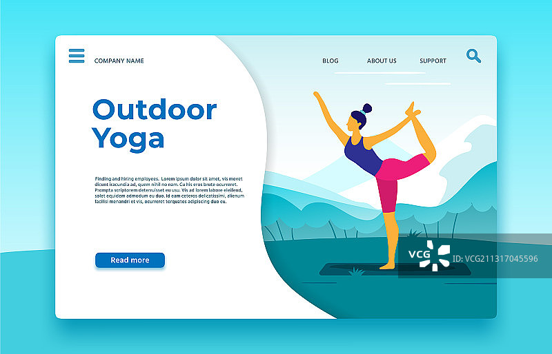 户外瑜伽课程着陆页banner图片素材