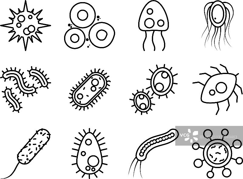 细菌图标线性风格图片素材