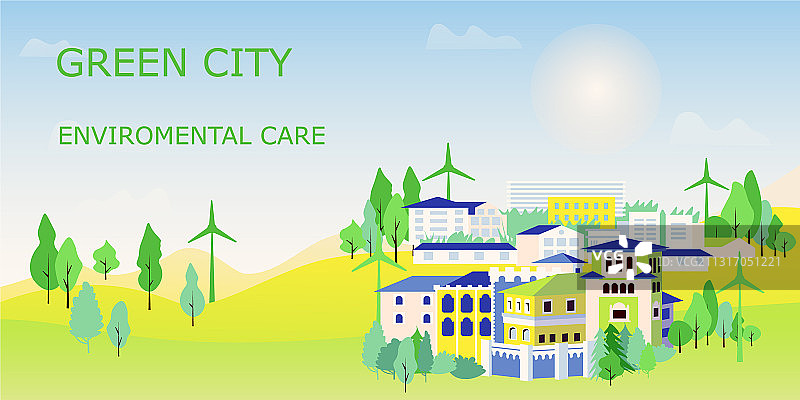 绿色生态友好型未来城镇景观图片素材
