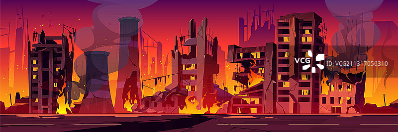 被战火摧毁的城市废墟图片素材