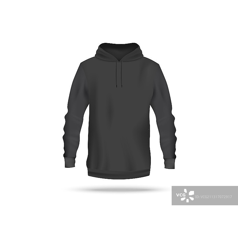 正面黑色连帽衫样机图片素材