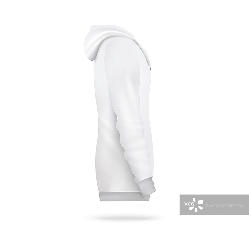 白色男女通用连帽衫侧视图逼真图片素材