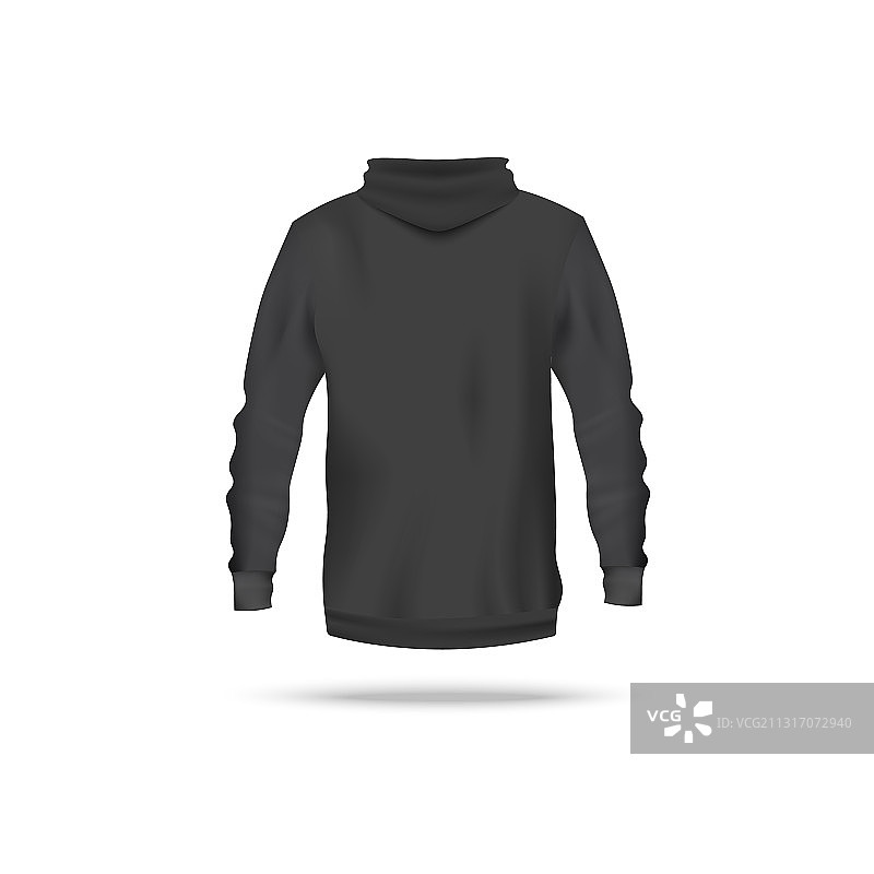 后视图黑色连帽衫逼真模型图片素材