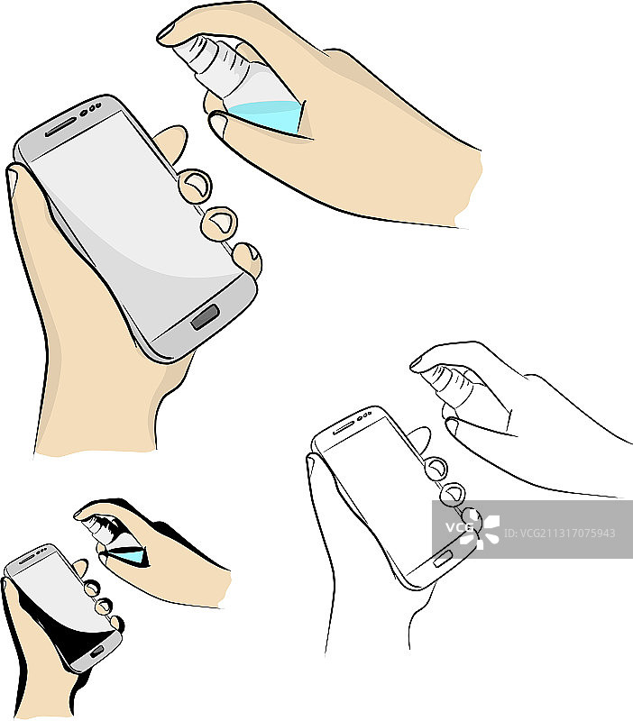 使用酒精消毒剂喷雾的特写镜头图片素材