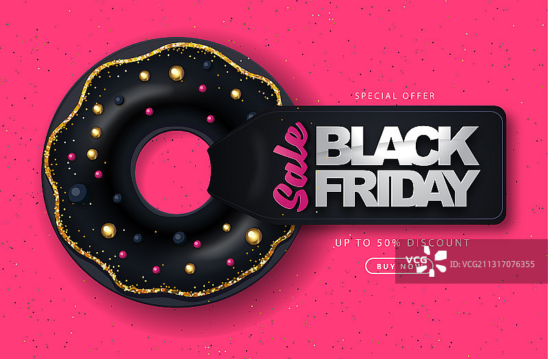 带有黑色甜甜圈的黑色星期五大促销海报图片素材