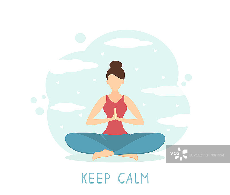 女孩在天空背景下做瑜伽图片素材