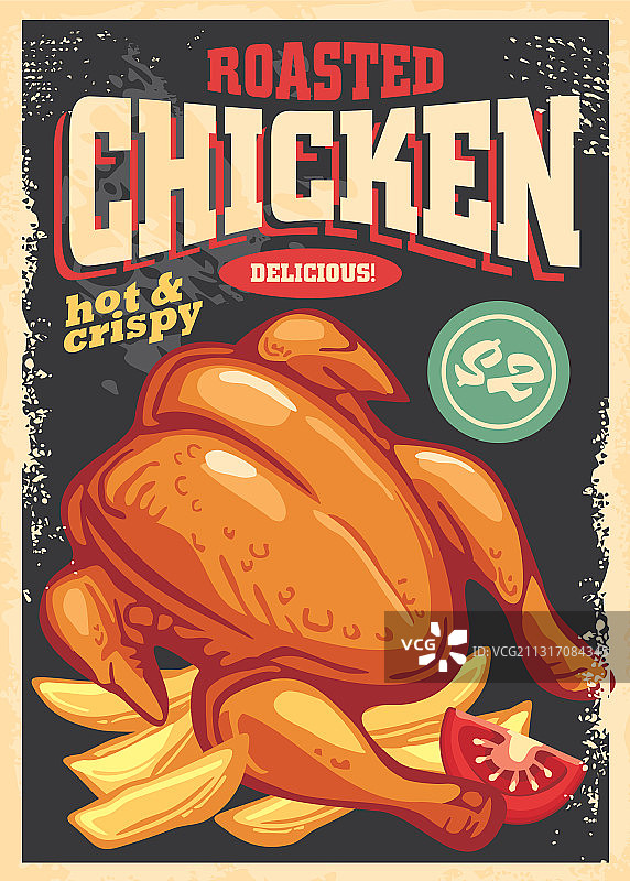 复古风格烤鸡宣传单设计图片素材