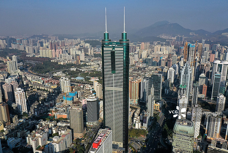 广东省深圳市罗湖区地王大厦信兴广场航拍图片素材