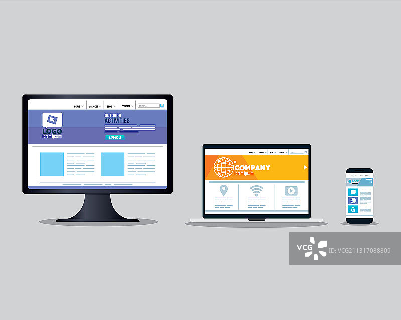 响应式网页概念网站开发样机图片素材