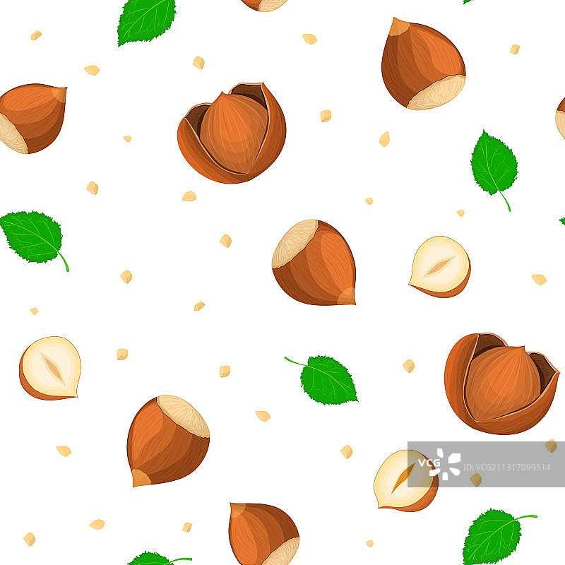 带叶榛子的无缝图案图片素材