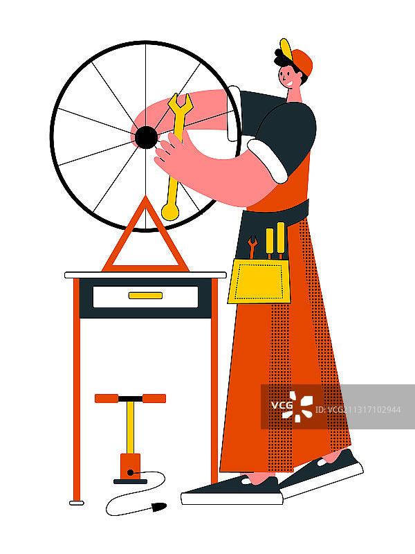 扁平风格自行车维修图片素材