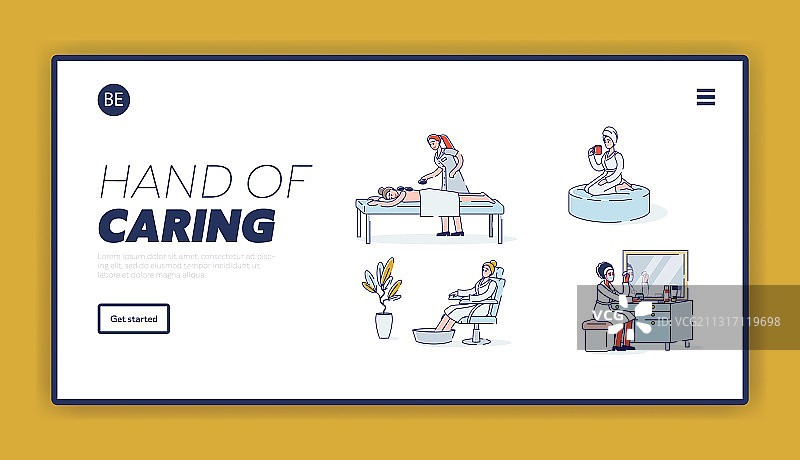 具有美容功能的水疗皮肤和身体护理登录页图片素材