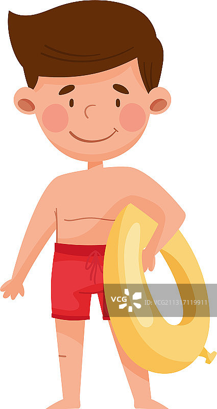 穿着泳裤的可爱男孩角色图片素材