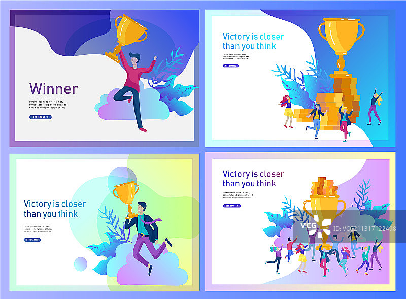 商业团队成功主题着陆页模板图片素材