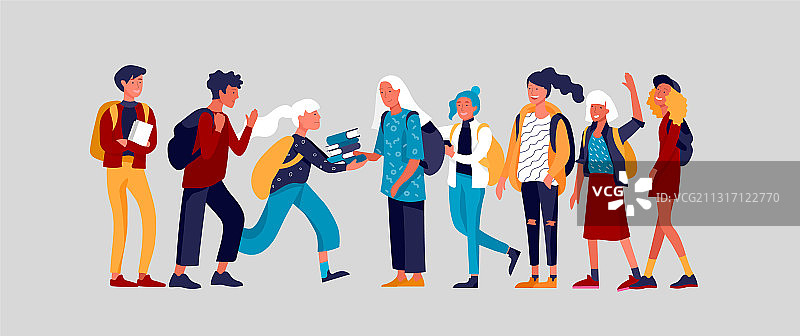 快乐的青少年和学生朋友们图片素材