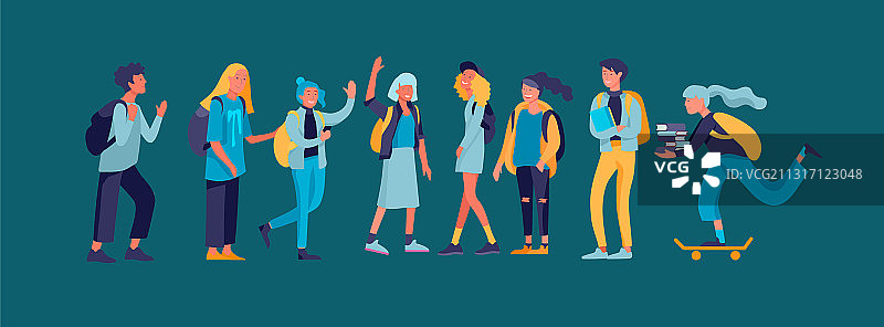 快乐的青少年和学生朋友们图片素材