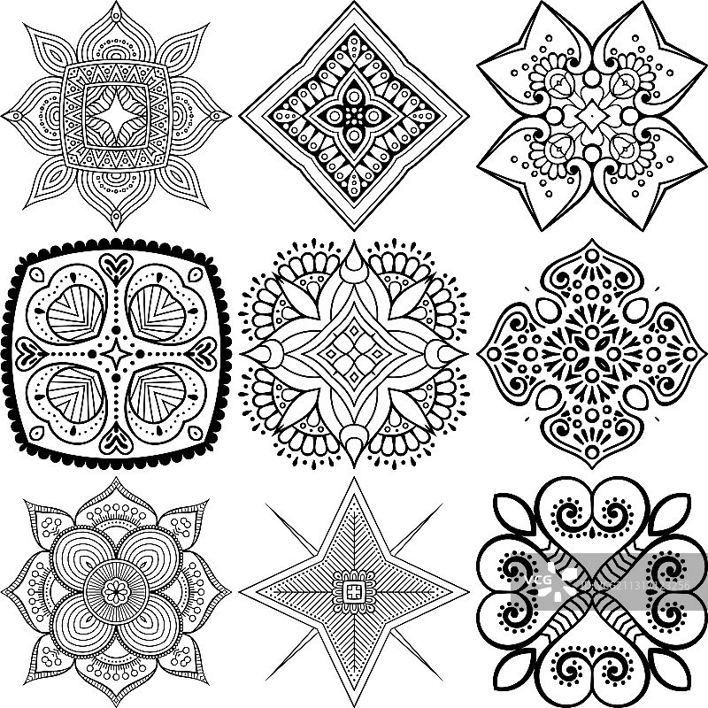 圆形装饰图案曼陀罗套装图片素材
