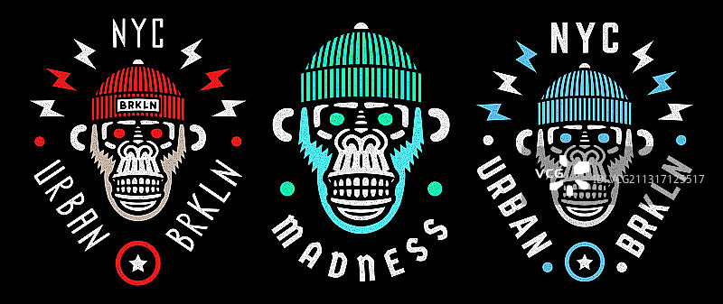 复古风狂野怒猴头像图片素材