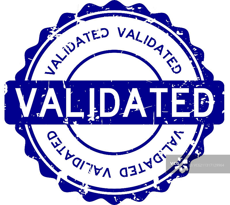 蓝色Grunge风格已验证字样圆形橡胶印章图片素材