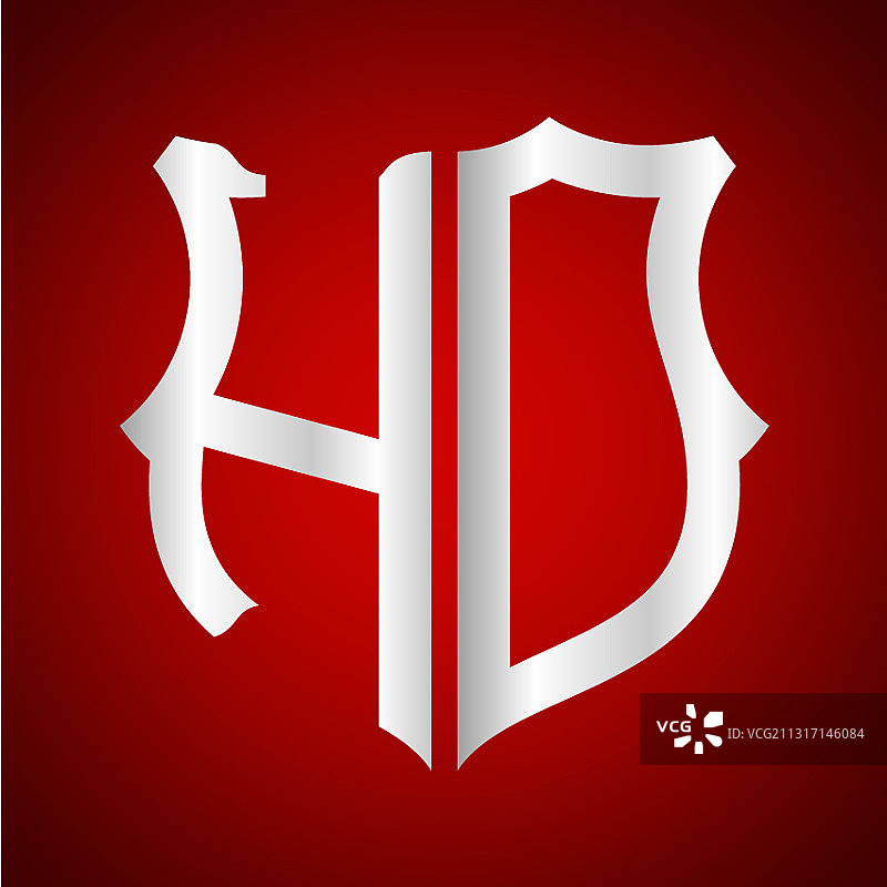 首字母HO盾牌银色Logo图片素材