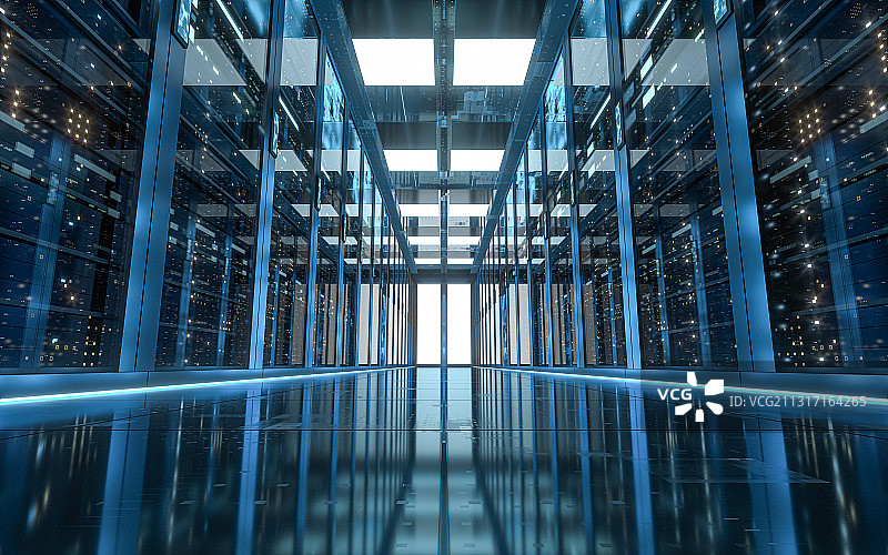 科技感数据库机房中心 3D渲染图片素材