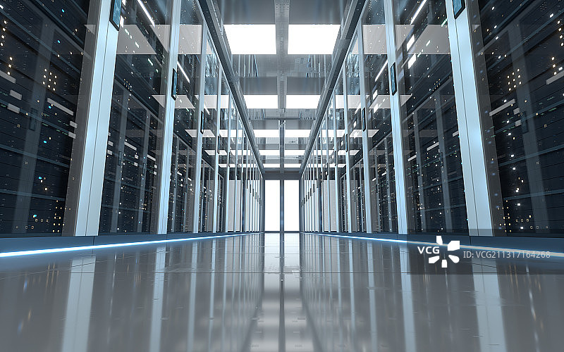科技感数据库机房中心 3D渲染图片素材