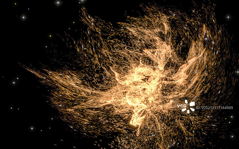 黑暗中的魔幻发光的粒子 3D渲染图片素材