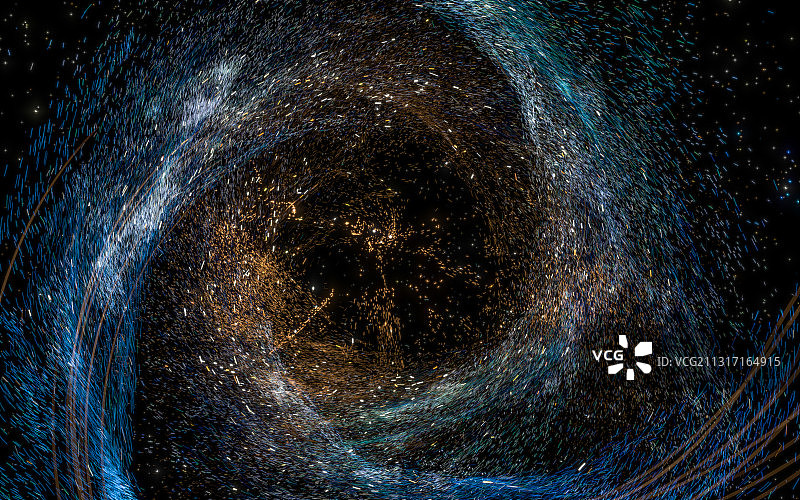 黑暗中的魔幻发光的粒子 3D渲染图片素材