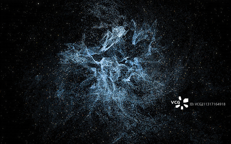 黑暗中的魔幻发光的粒子 3D渲染图片素材