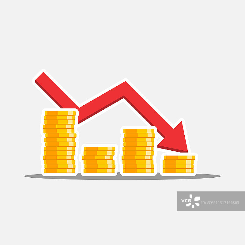 金币价格下跌红色图表图片素材