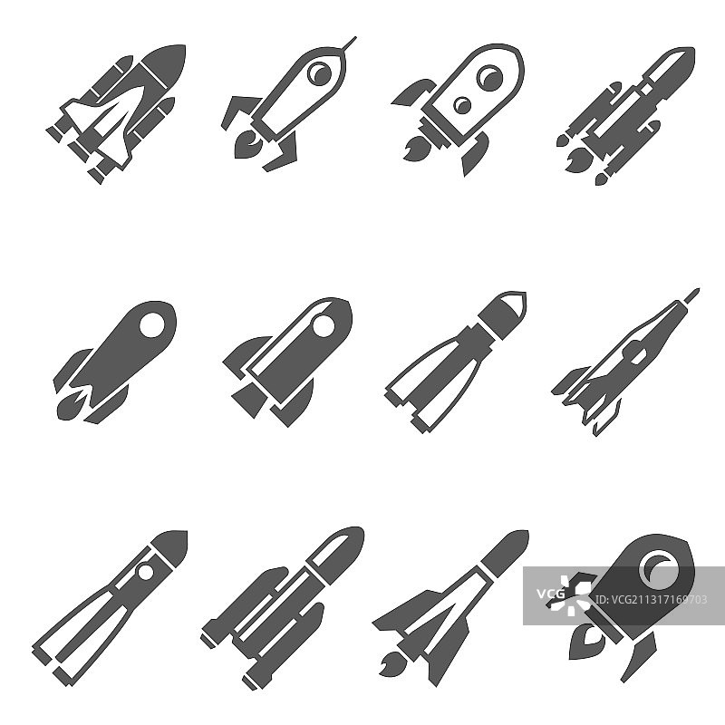 火箭粗体黑色轮廓图标集图片素材