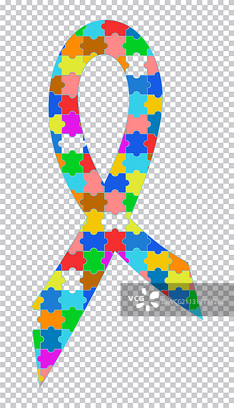 自闭症关爱彩带拼图图案图片素材