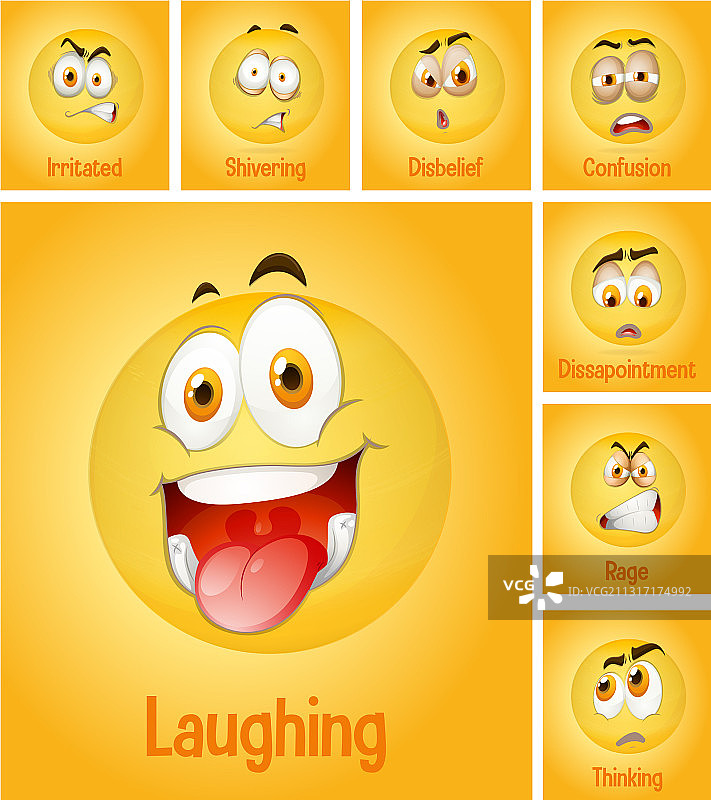 不同表情符号及其描述图片素材